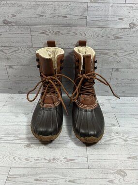 Esprit Harbour Faux Fur Lined Duck Boots, Women’s 8M Brown/Tan Waterproof